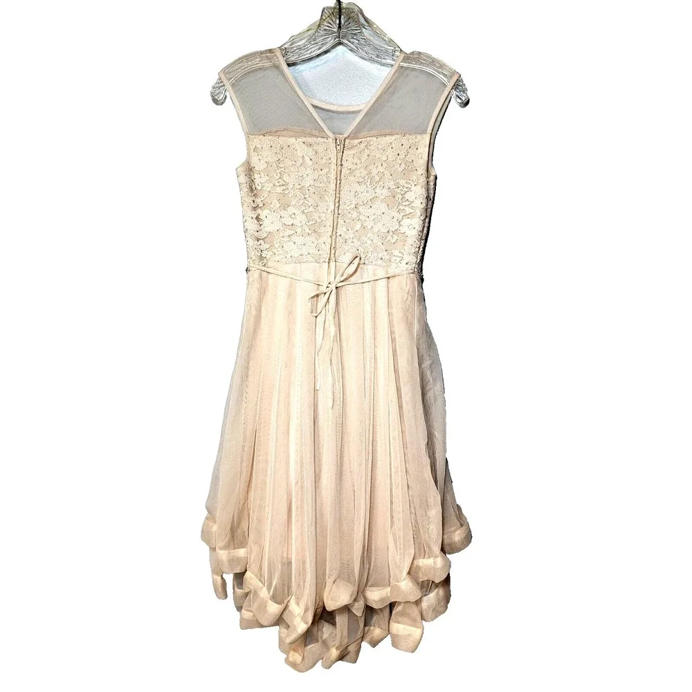 Speechless Kids Girls Blush Pink Lace Chest Tulle Layered High‎ Low Dress Sz 14